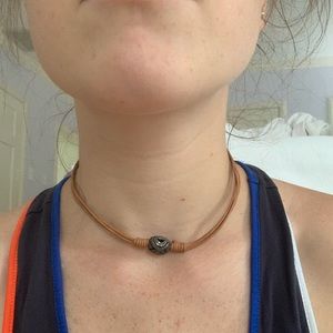 Unique choker with brown leather